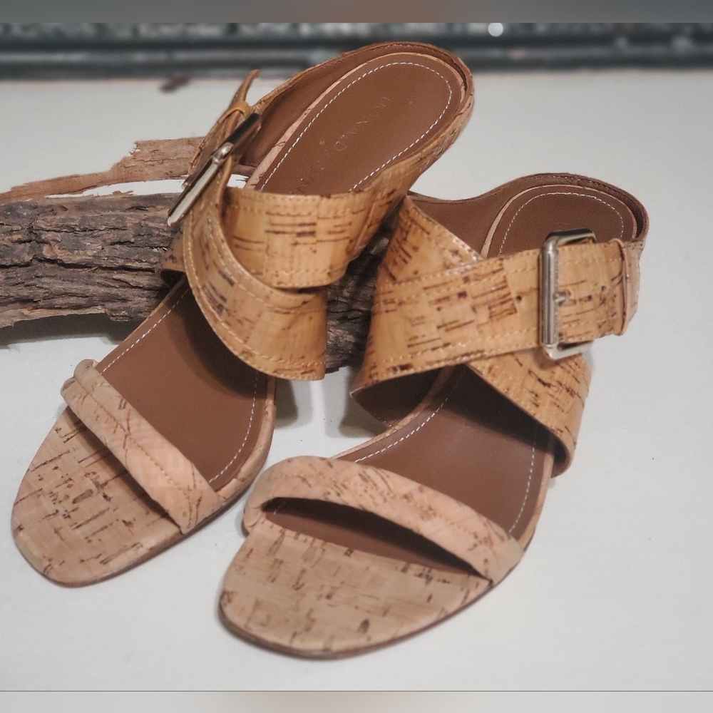 Donald Pliner Women's Cork/Leather Sandals 5.5M